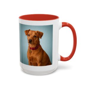 Personalized dog photo accent mug with red handle and interior (15oz)