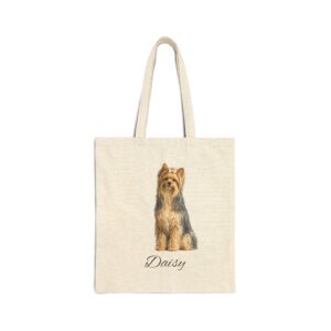 custom dog photo tote bag (15x16) | personalized pet picture canvas tote | optional name